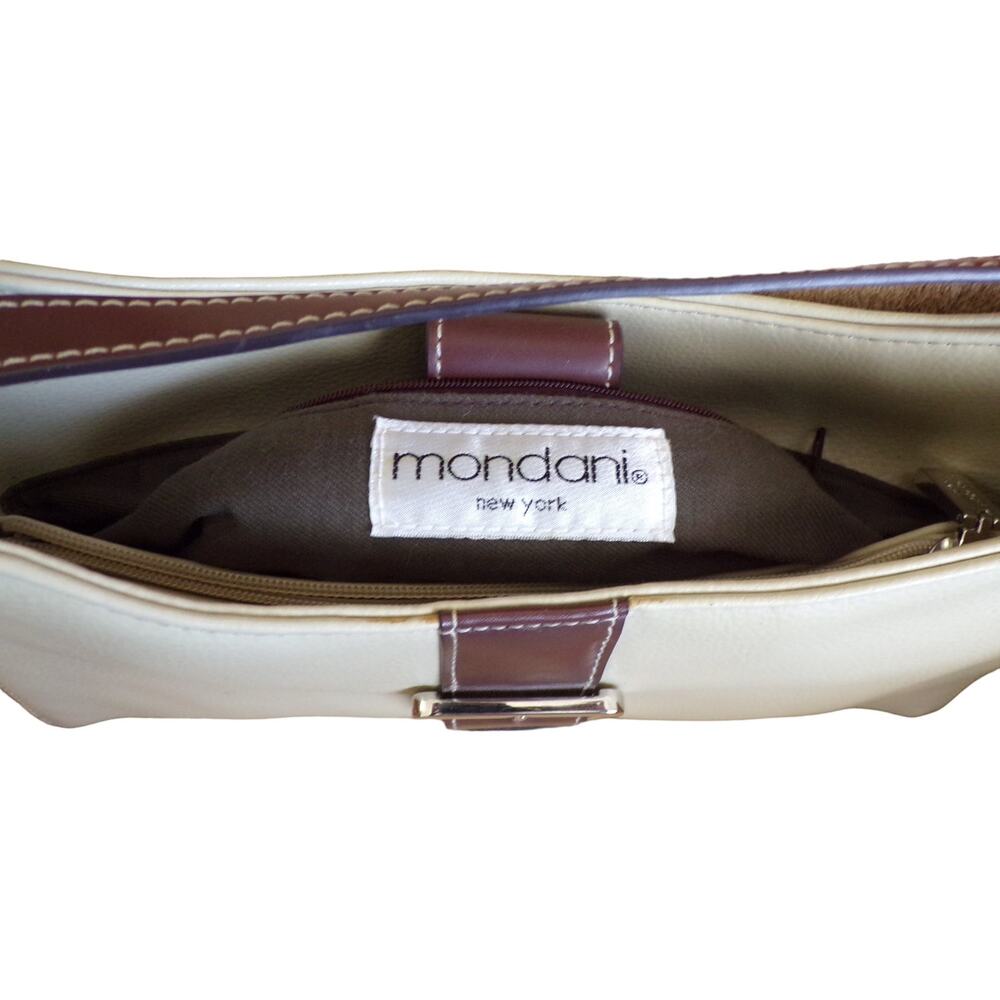 Mondani Bag Buckle Accent Tan and Brown Top Handle Bag - Picture 5 of 5